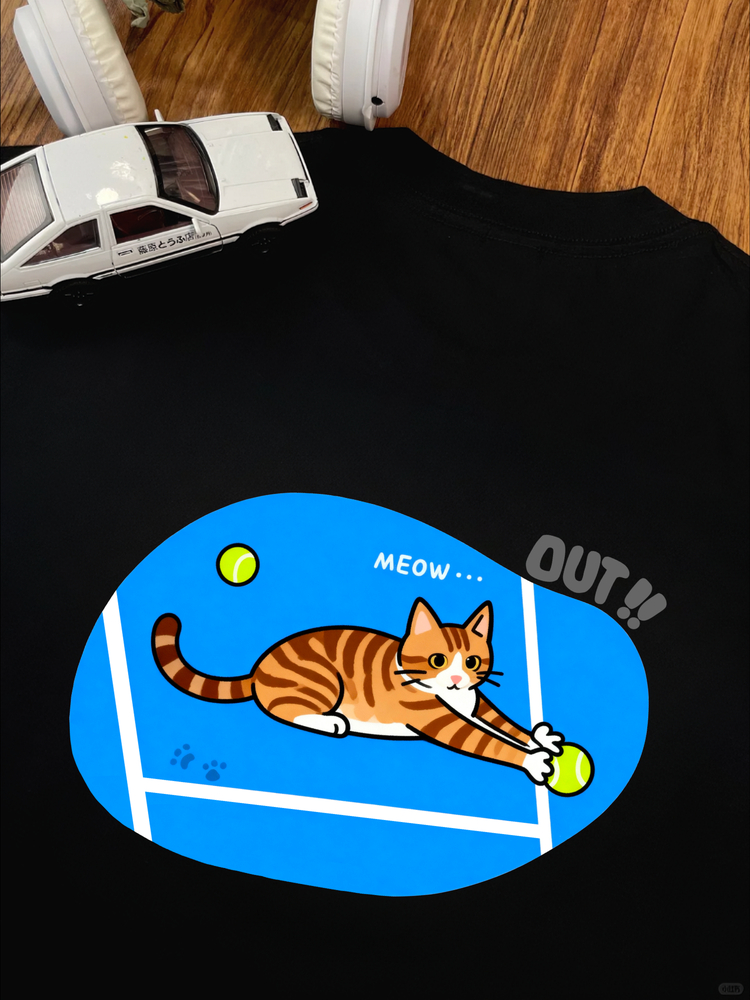 Badminton Jersey - Badminton, Tennis, Volleyball Court Cat Cartoon