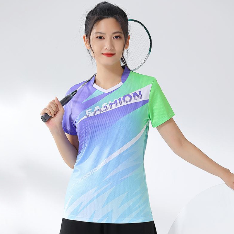 Women Badminton Shirt Print Go - مراجعة Badminton Jersey وسعره
